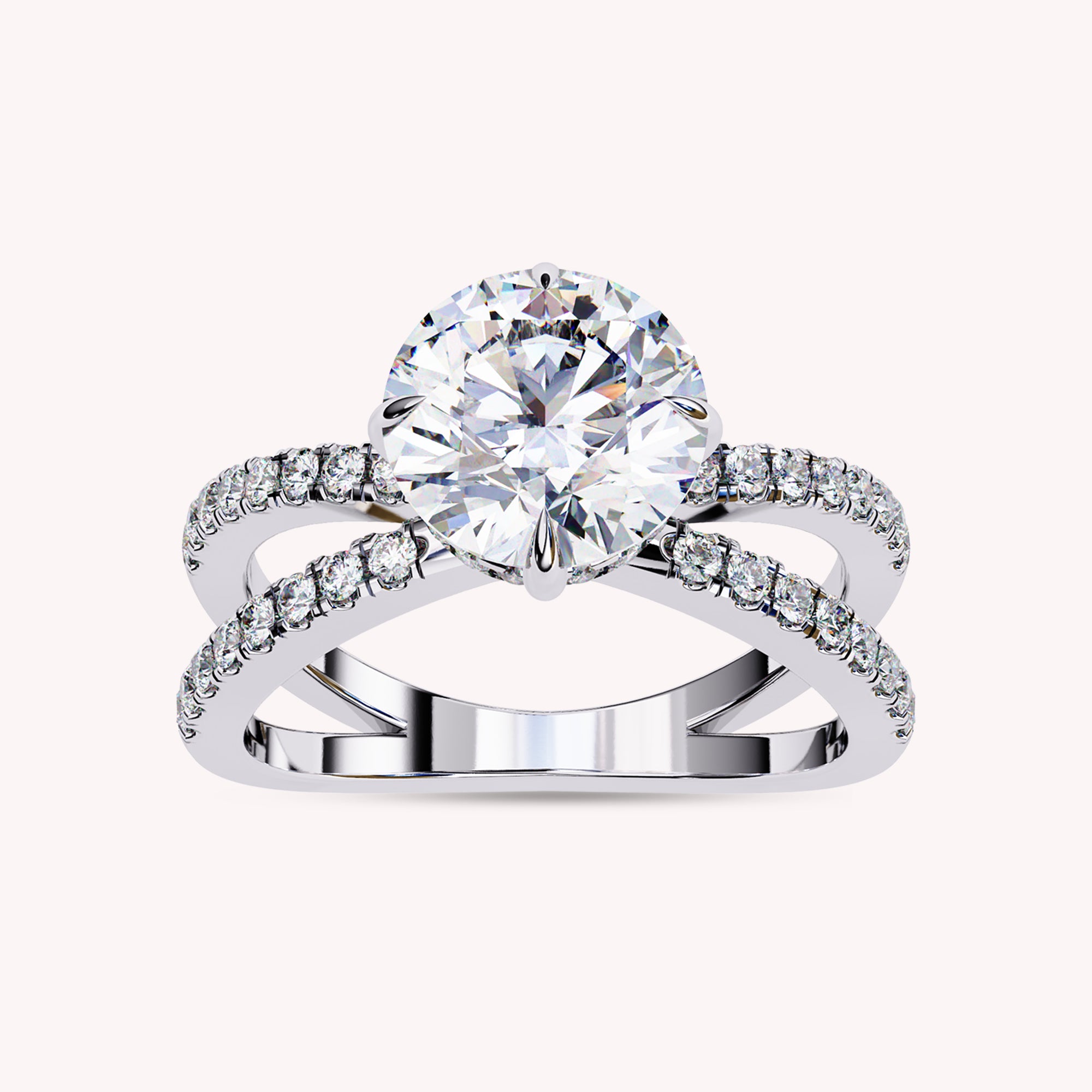 Rudy Round Cut Criss Cross Lab Grown Diamond Engagement Ring