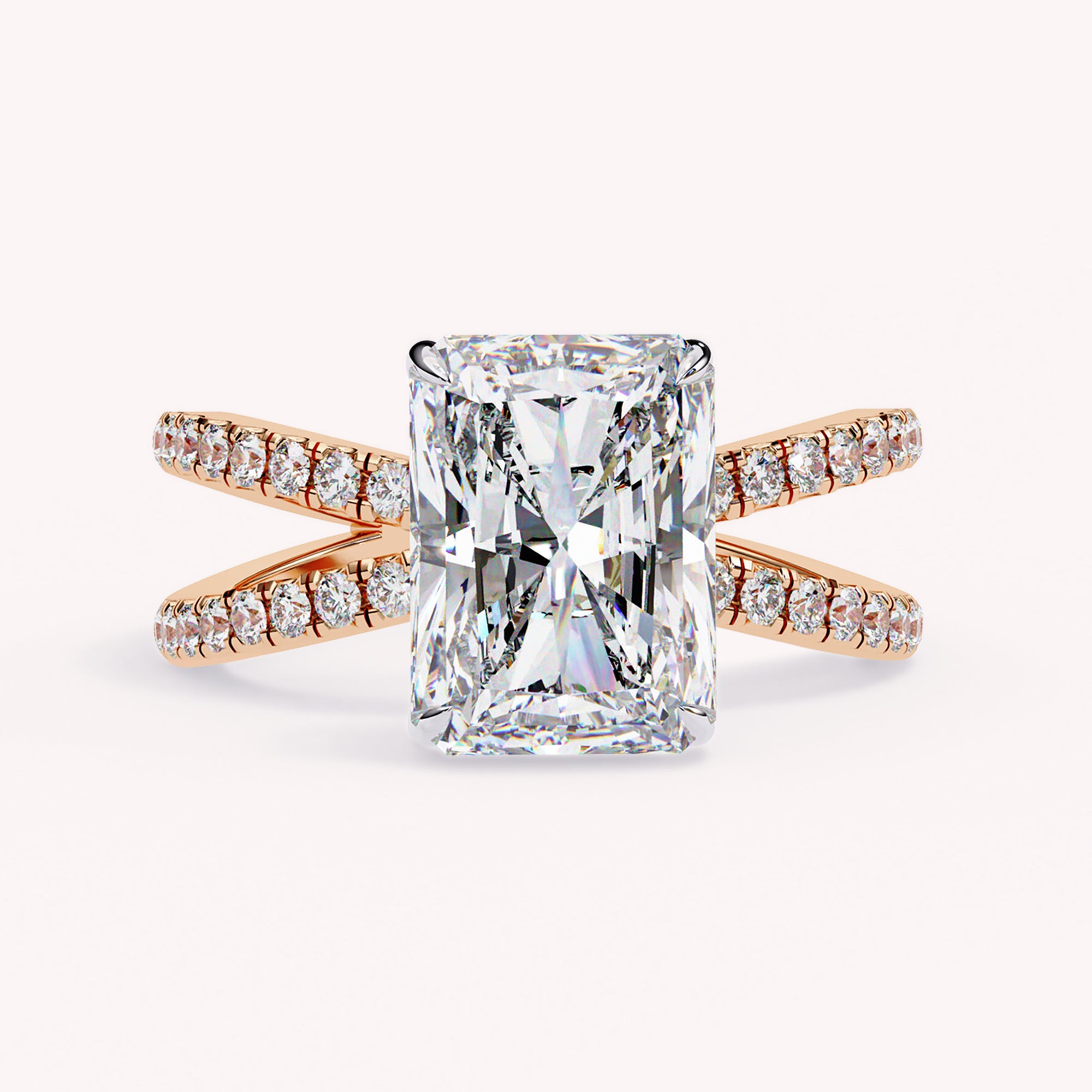 Lyric Radiant Cut Criss Cross Lab Grown Diamond Engagement Ring