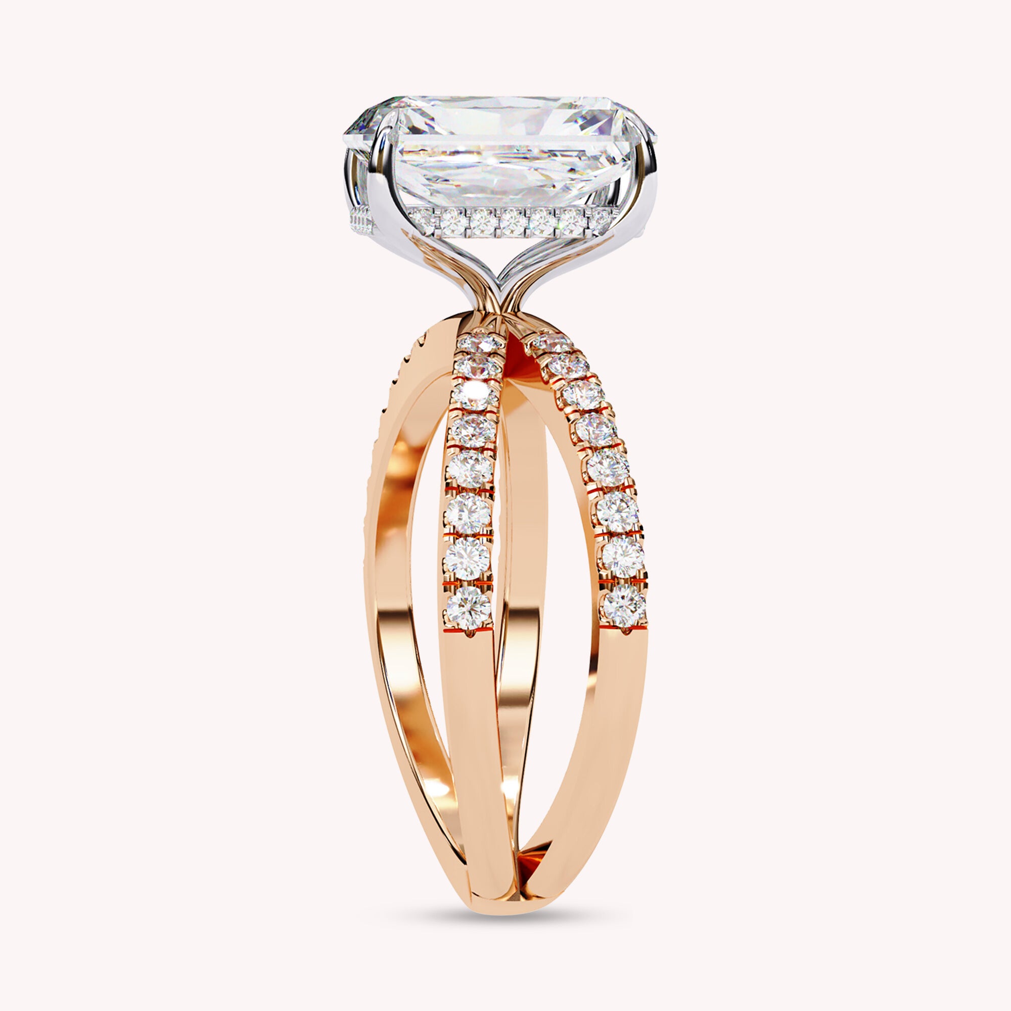 Lyric Radiant Cut Criss Cross Lab Grown Diamond Engagement Ring