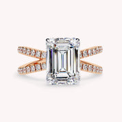 Vivien Emerald Cut Criss Cross Lab Grown Diamond Engagement Ring