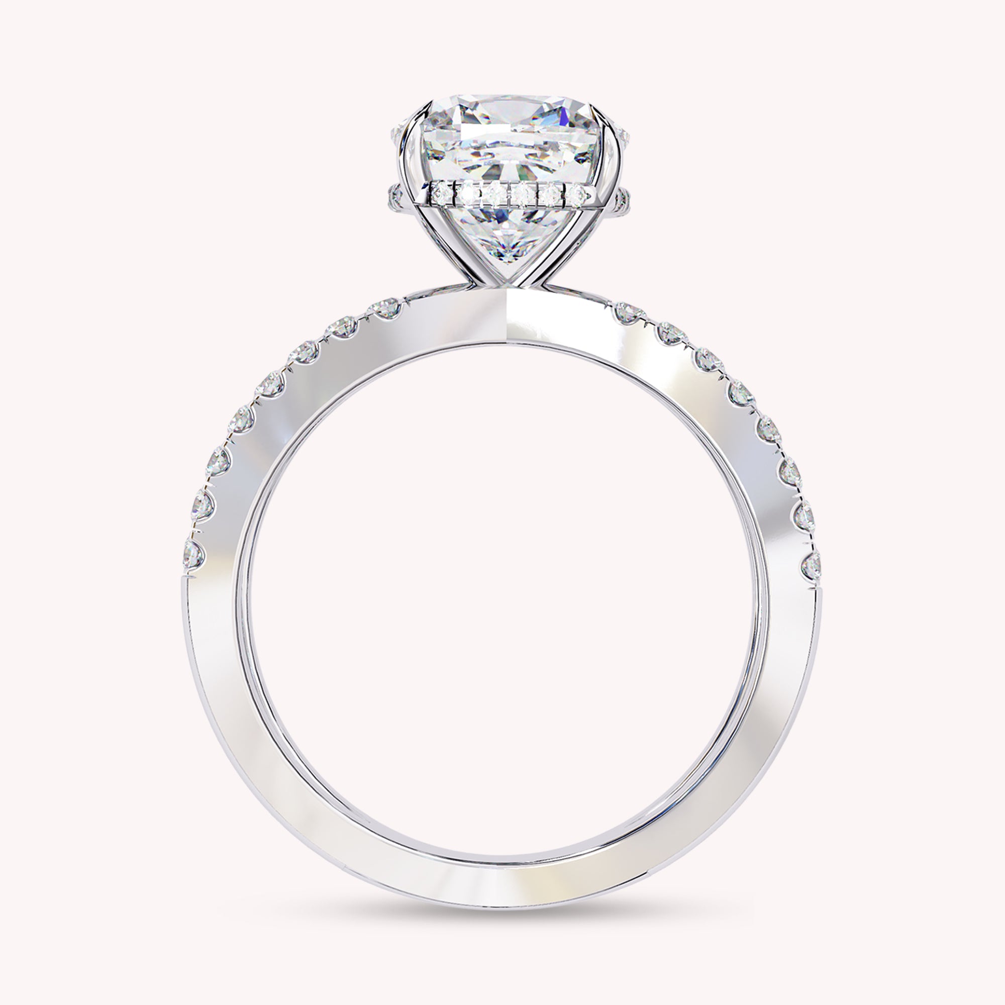 Chrysanthemum Cushion Cut Criss Cross Lab Grown Diamond Engagement Ring