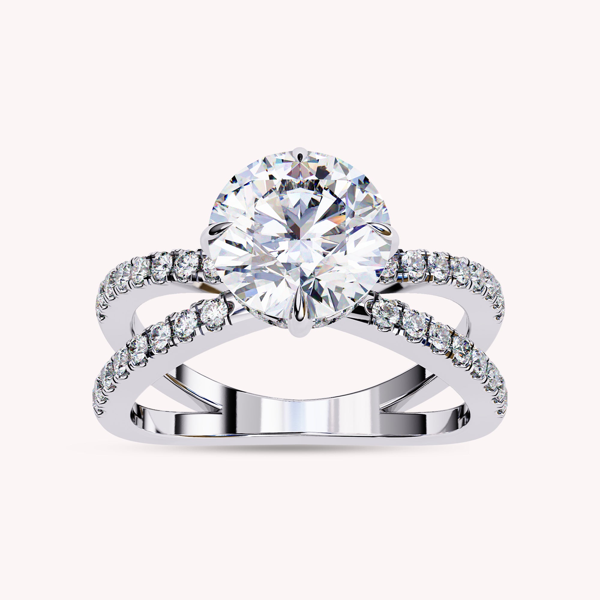 Halle Round Cut Split Shank Lab Grown Diamond Engagement Ring