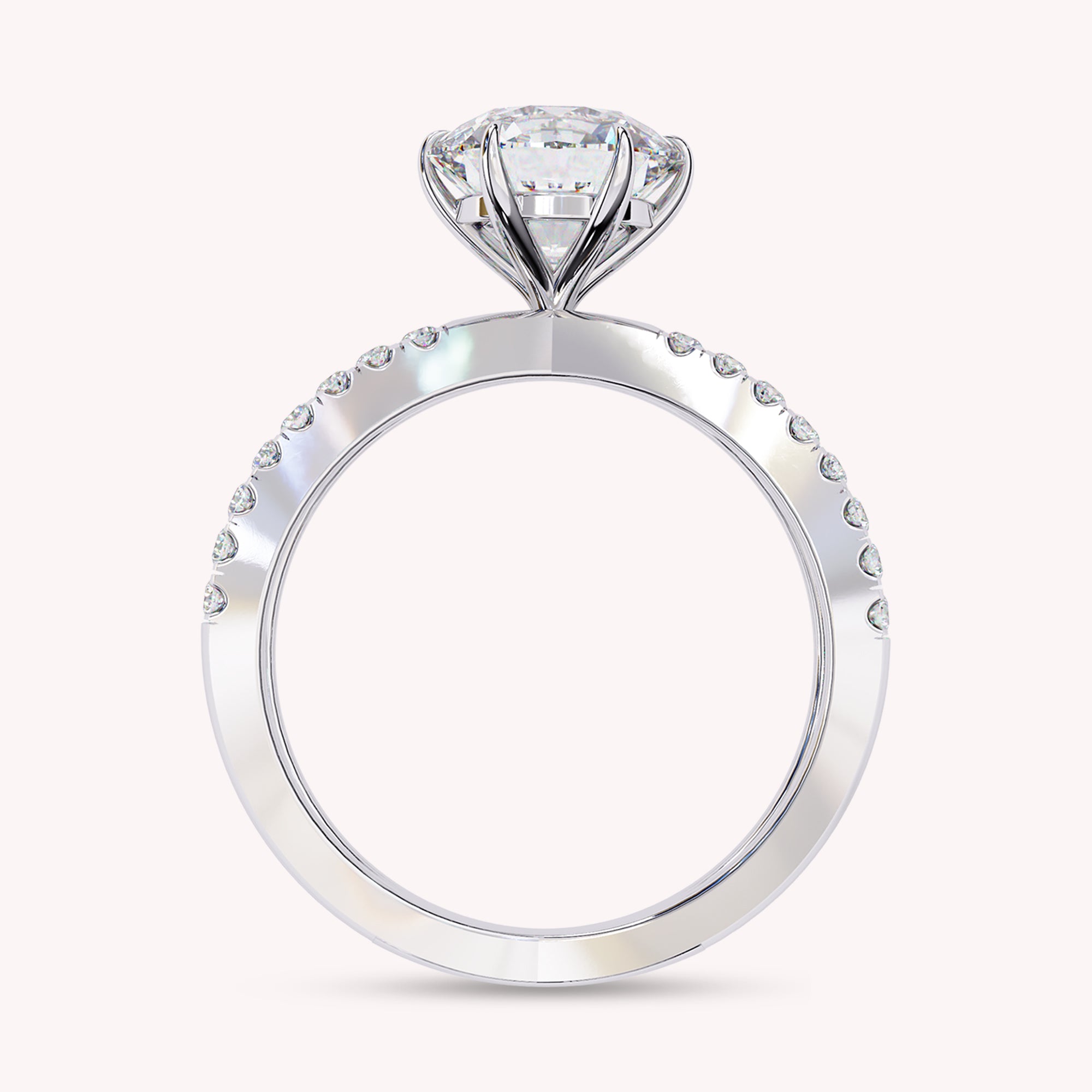 Halle Round Cut Split Shank Lab Grown Diamond Engagement Ring