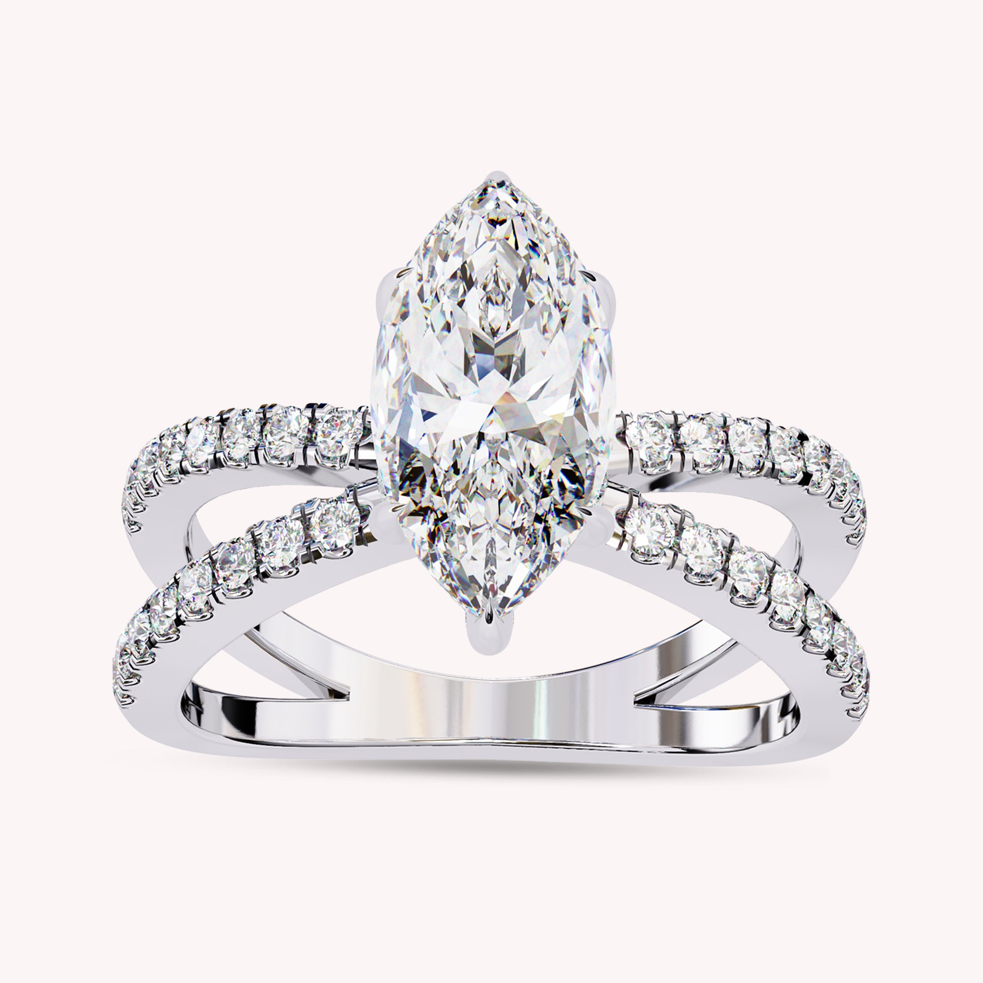 Guinevere Marquise Cut Split Shank Lab Grown Diamond Engagement Ring