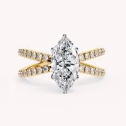 Guinevere Marquise Cut Split Shank Lab Grown Diamond Engagement Ring