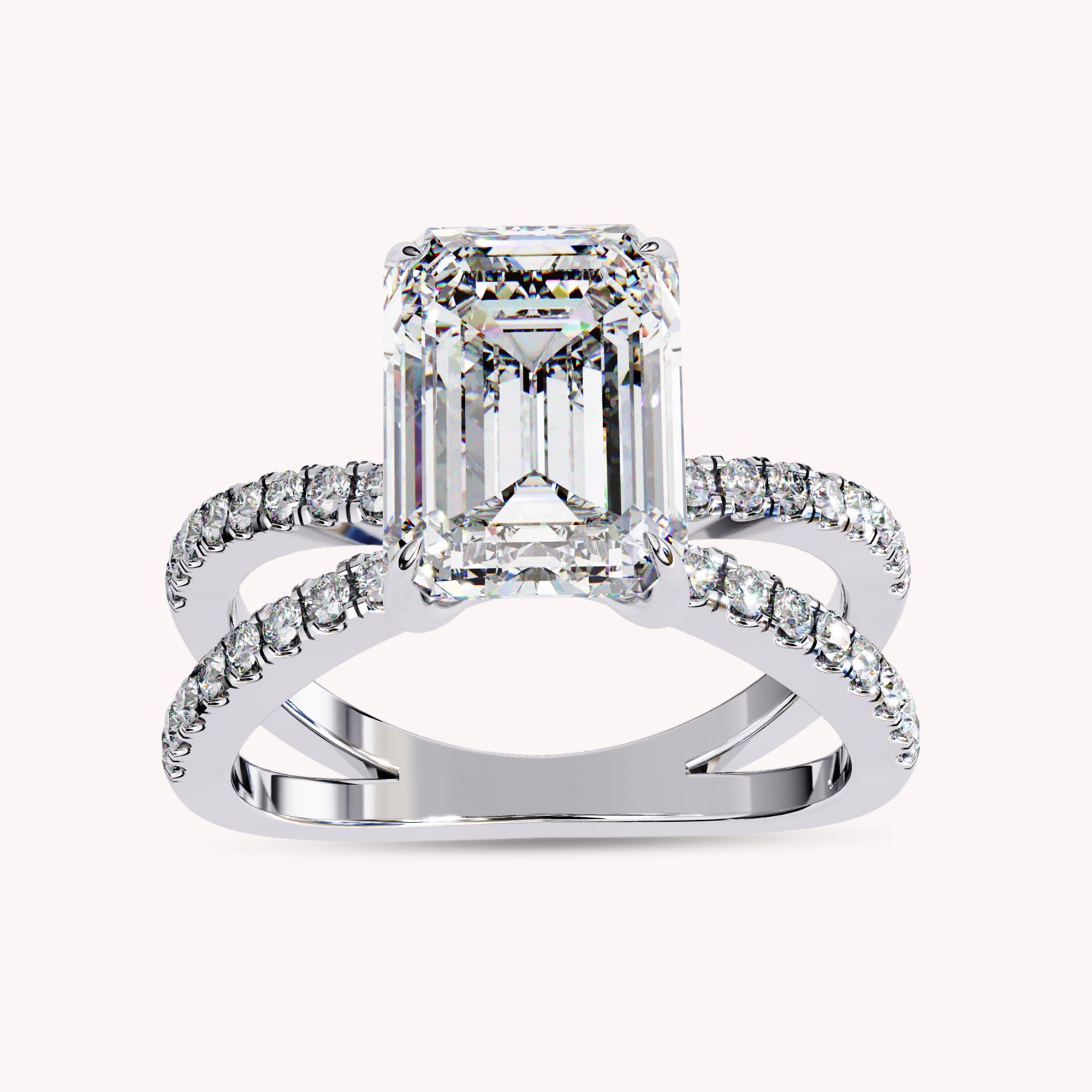 Josie Emerald Cut Split Shank Lab Grown Diamond Engagement Ring