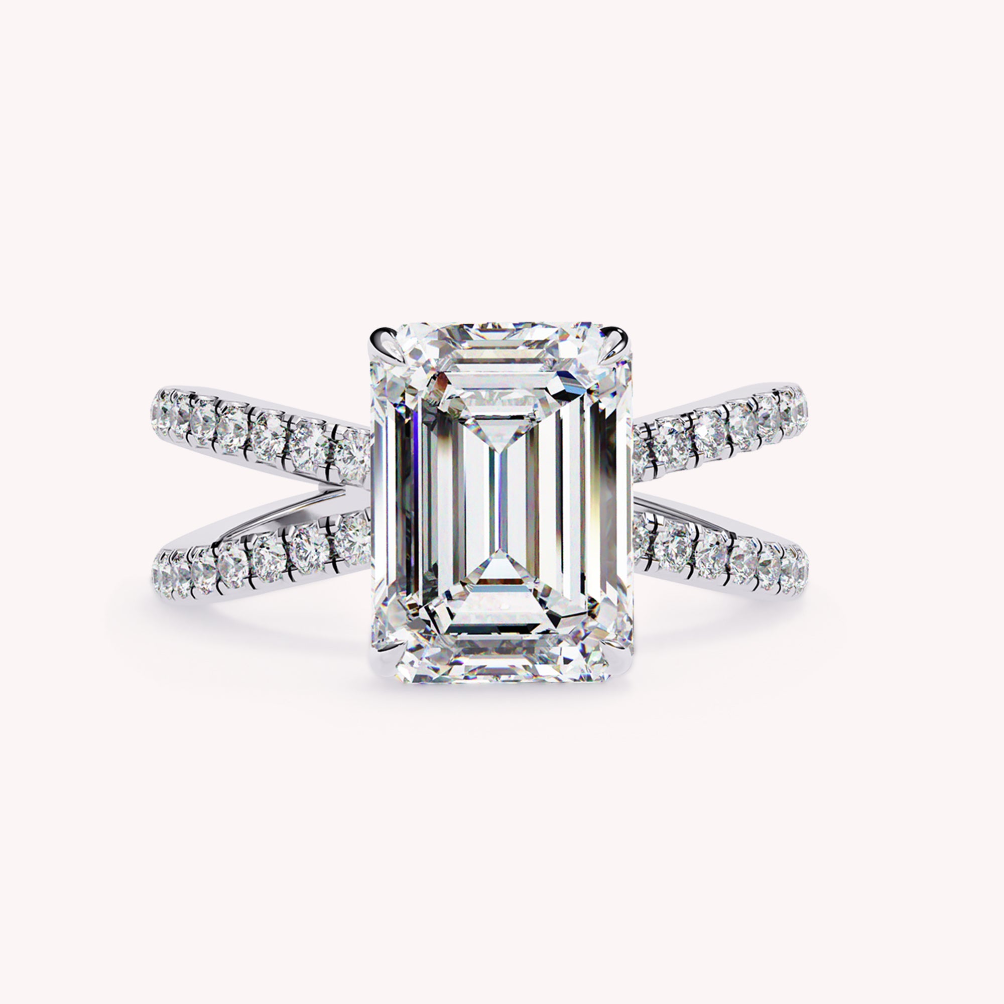 Josie Emerald Cut Split Shank Lab Grown Diamond Engagement Ring