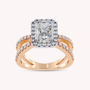 Kylie Radiant Cut Split Shank Halo Lab Grown Diamond Engagement Ring