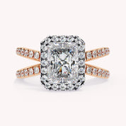 Kylie Radiant Cut Split Shank Halo Lab Grown Diamond Engagement Ring