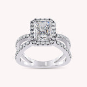 Kylie Radiant Cut Split Shank Halo Lab Grown Diamond Engagement Ring