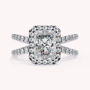 Kylie Radiant Cut Split Shank Halo Lab Grown Diamond Engagement Ring