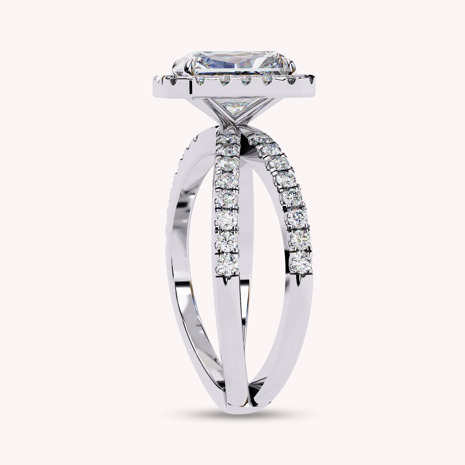 Kylie Radiant Cut Split Shank Halo Lab Grown Diamond Engagement Ring