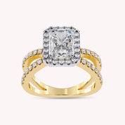 Kylie Radiant Cut Split Shank Halo Lab Grown Diamond Engagement Ring