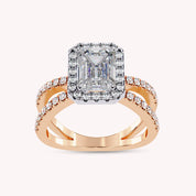 Hanna Emerald Cut Split Shank Halo Lab Grown Diamond Engagement Ring