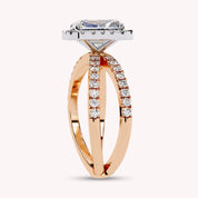 Hanna Emerald Cut Split Shank Halo Lab Grown Diamond Engagement Ring