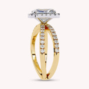 Hanna Emerald Cut Split Shank Halo Lab Grown Diamond Engagement Ring