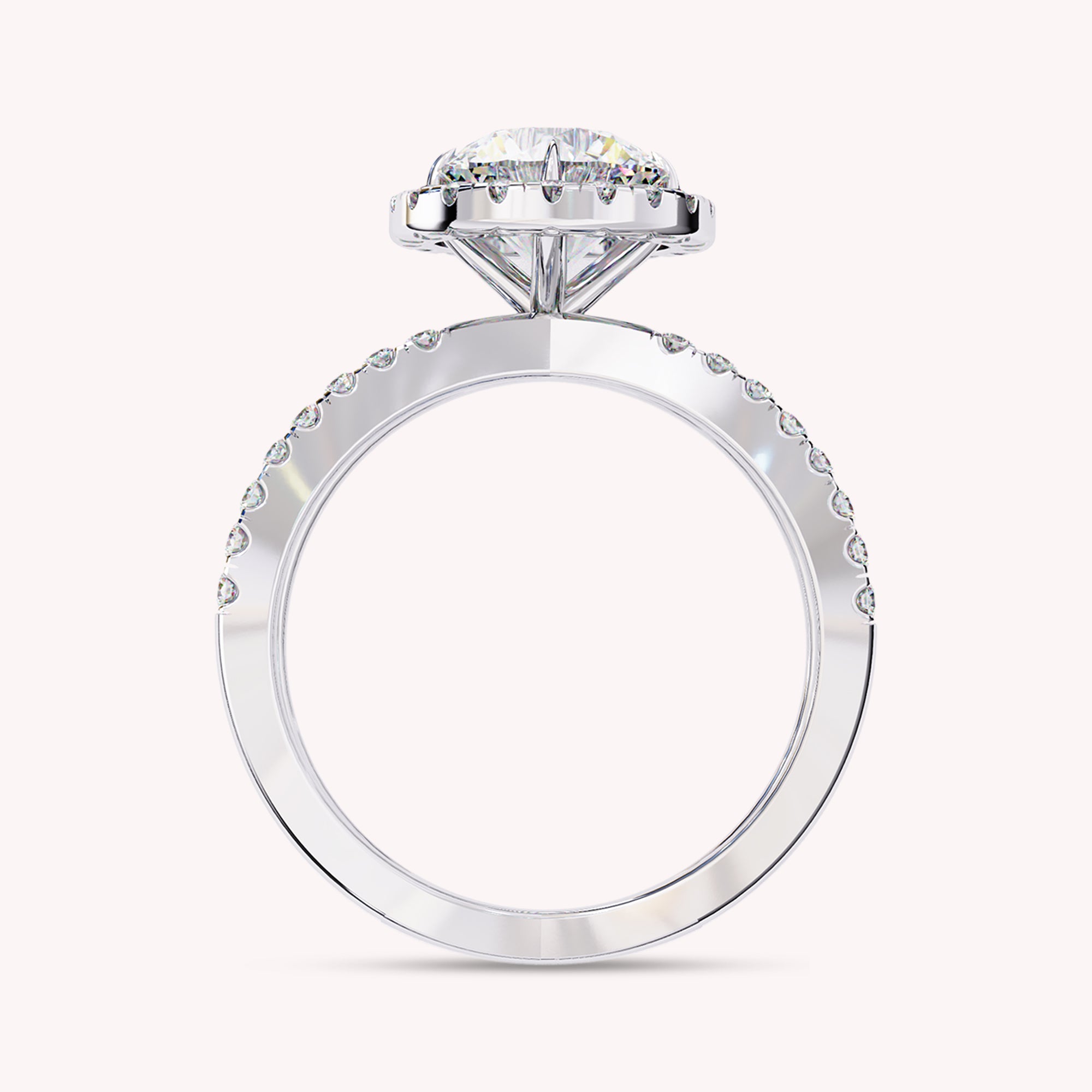 Elara Round Cut Split Shank Halo Lab Grown Diamond Engagement Ring