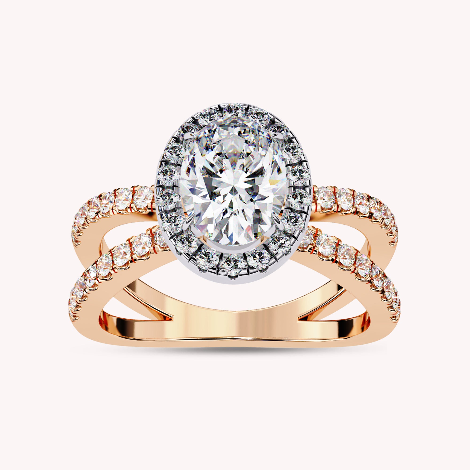 Marine Oval Cut Split Shank Halo Lab Grown Diamond Engagement Ring