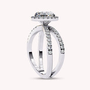 Marine Oval Cut Split Shank Halo Lab Grown Diamond Engagement Ring