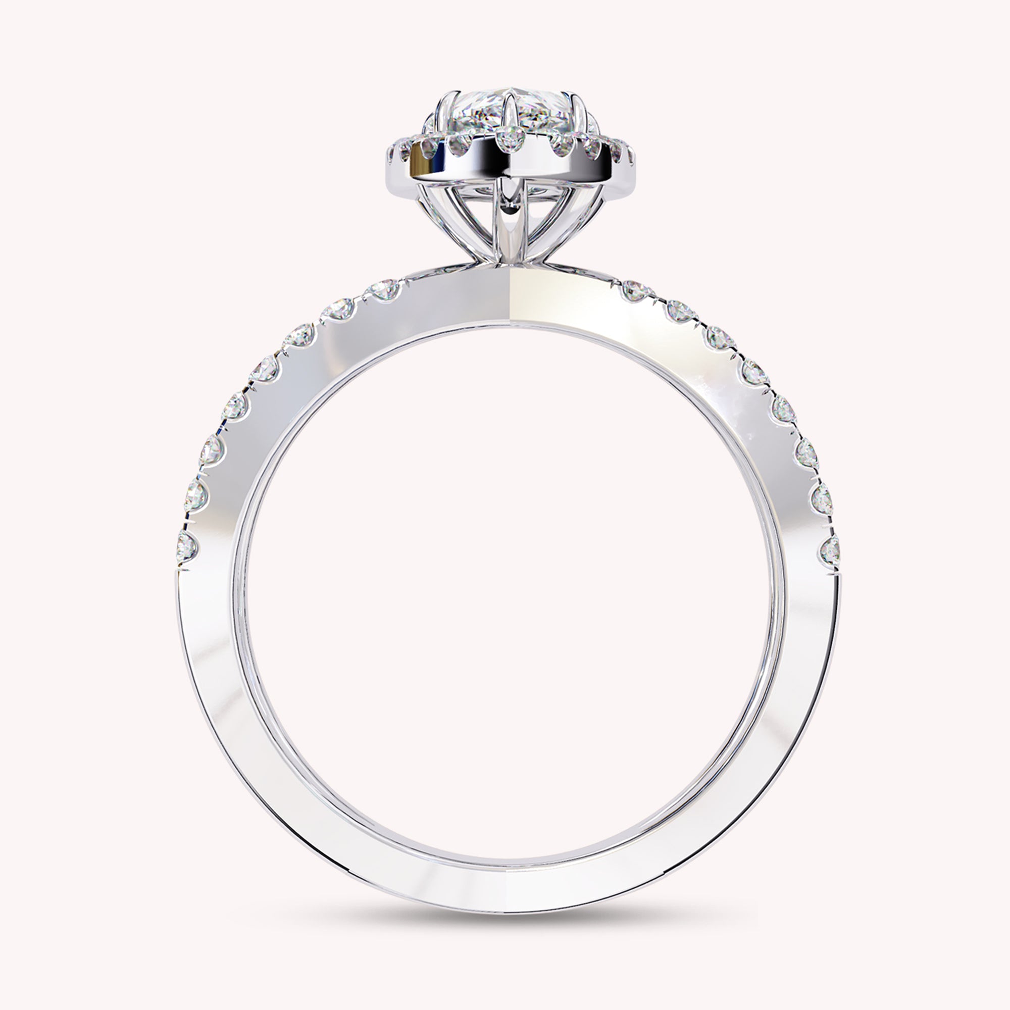 Delaney Pear Cut Split Shank Halo Lab Grown Diamond Engagement Ring