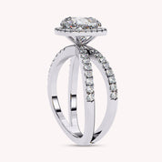 Kara Cushion Cut Split Shank Halo Lab Grown Diamond Engagement Ring