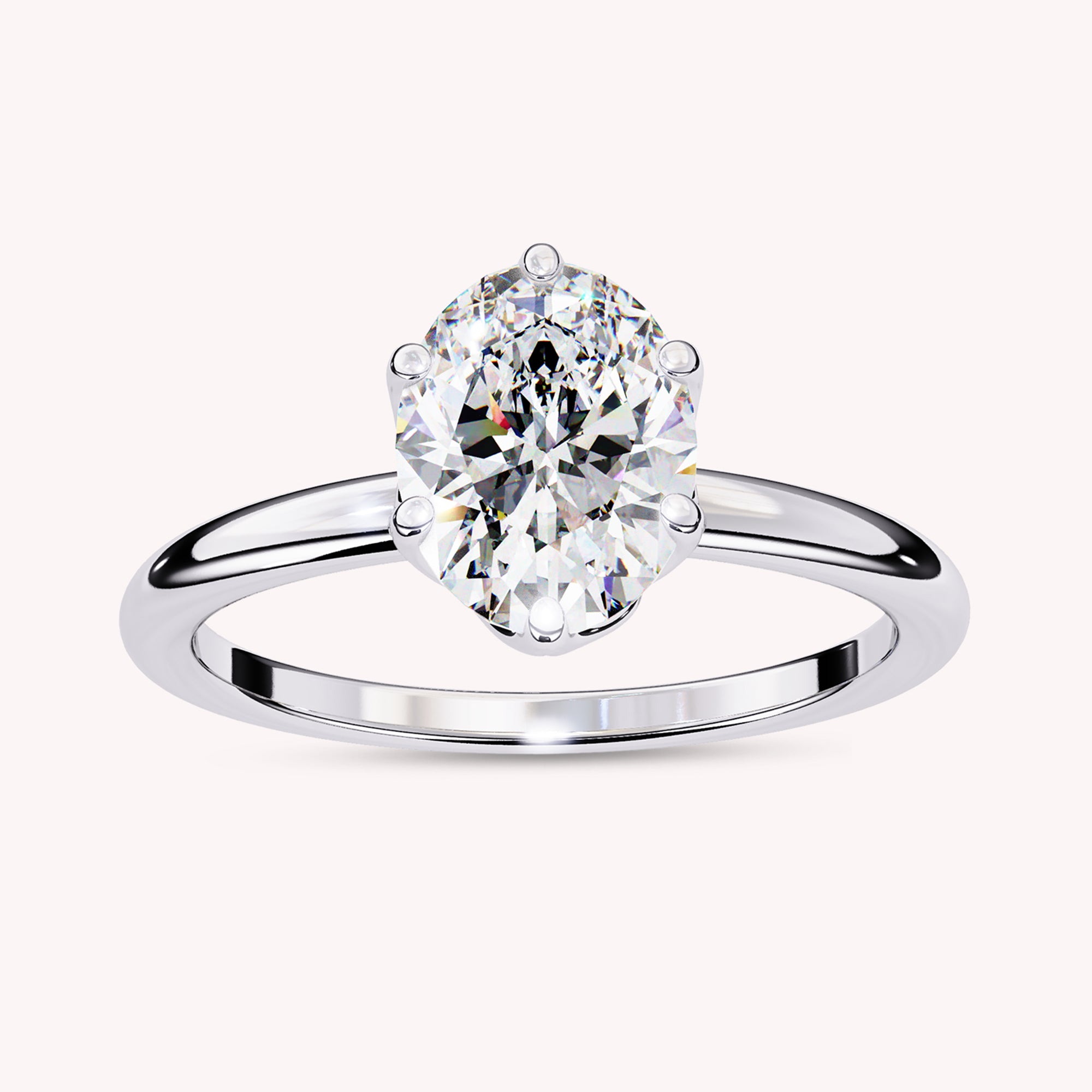 Hadassah 6-Prong Oval Cut Lab Grown Diamond Engagement Ring