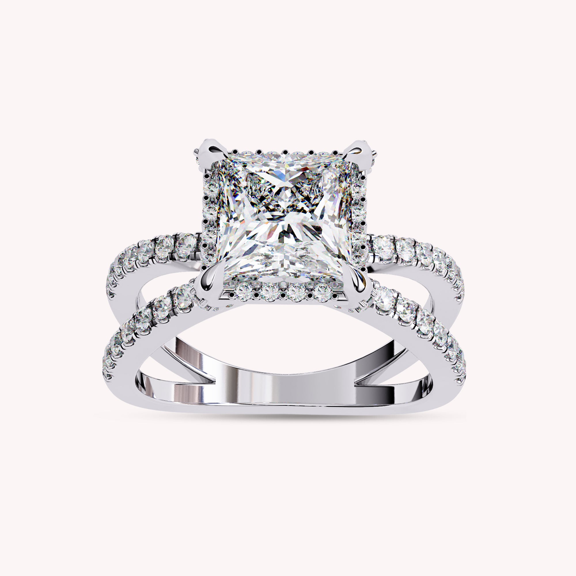 Kylie Princess Cut Split Shank Lab Grown Diamond Engagement Ring