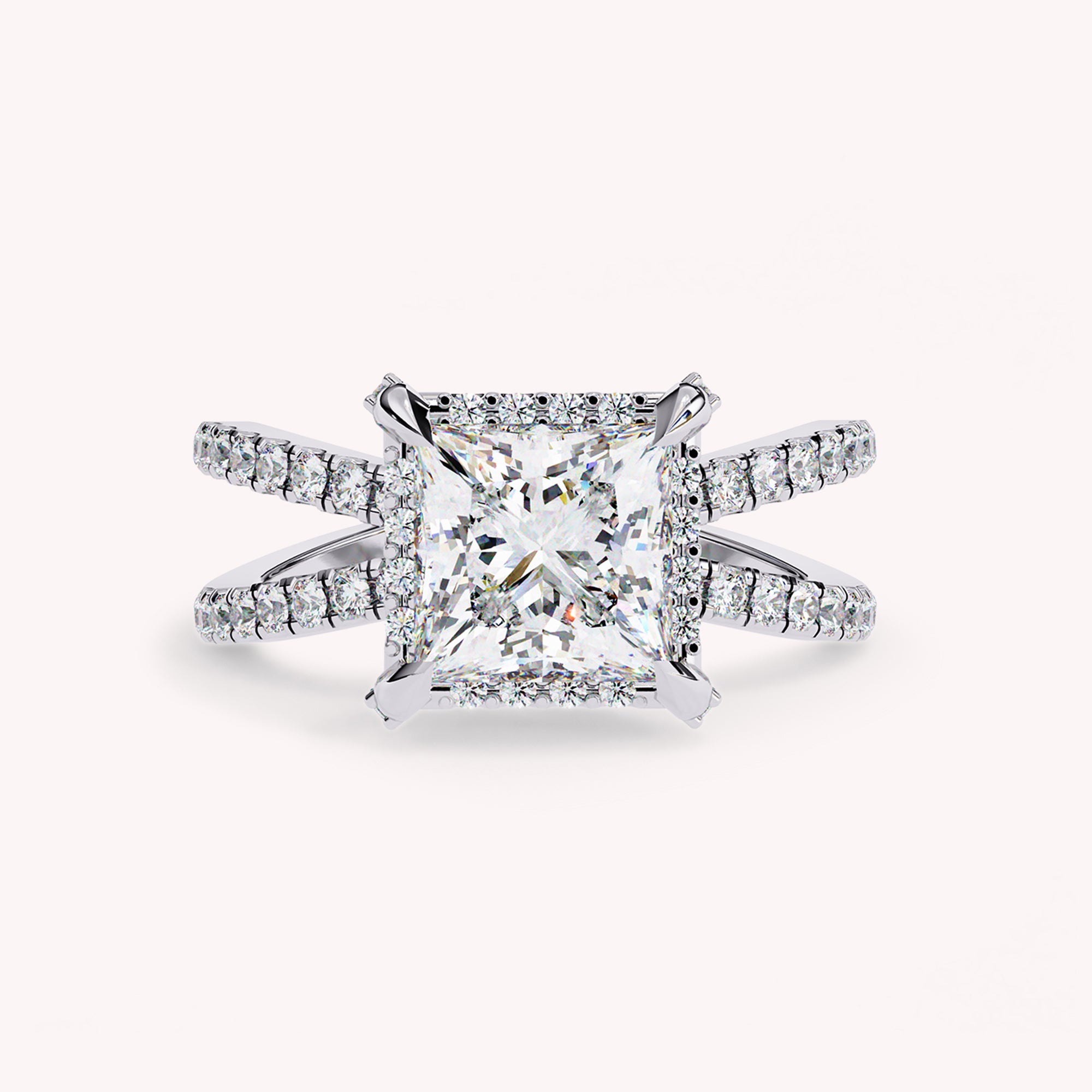 Kylie Princess Cut Split Shank Lab Grown Diamond Engagement Ring