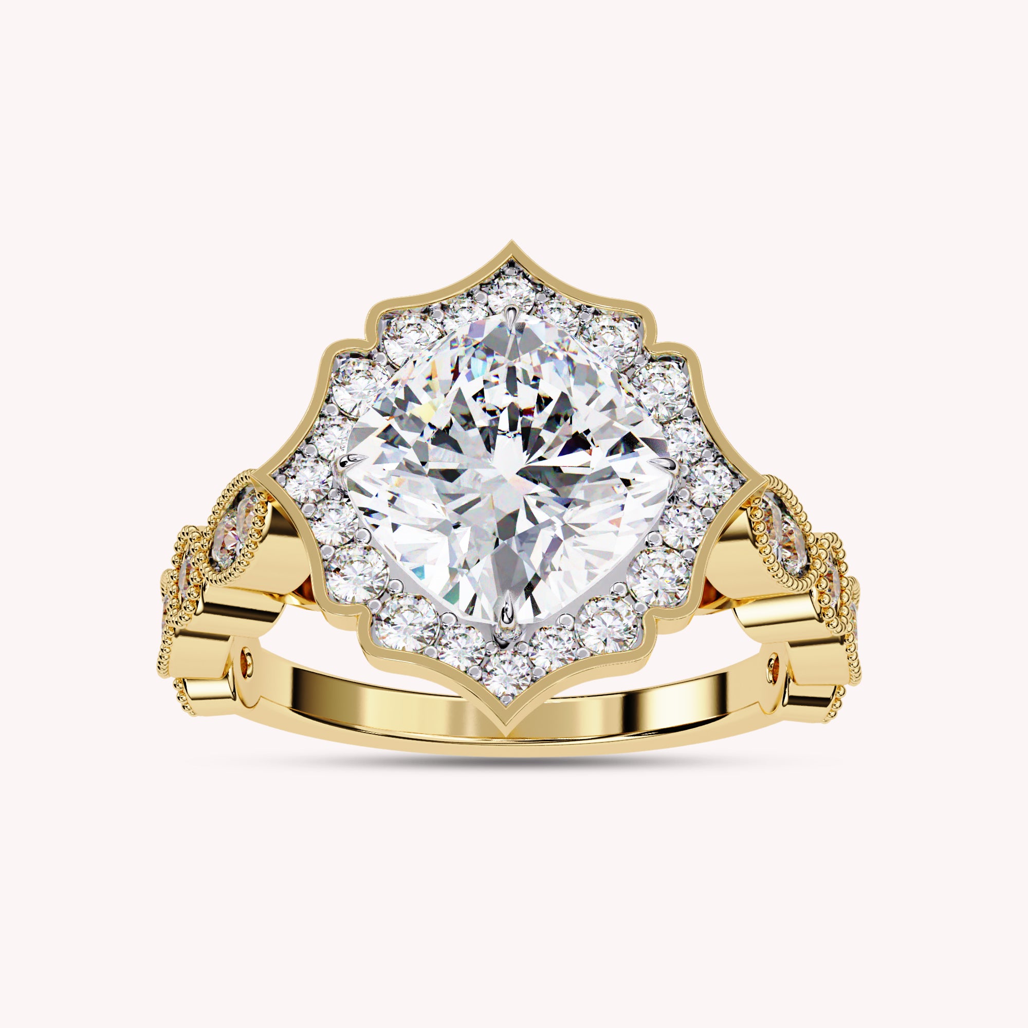 Piper Floral Halo Lab Grown Diamond Engagement Ring