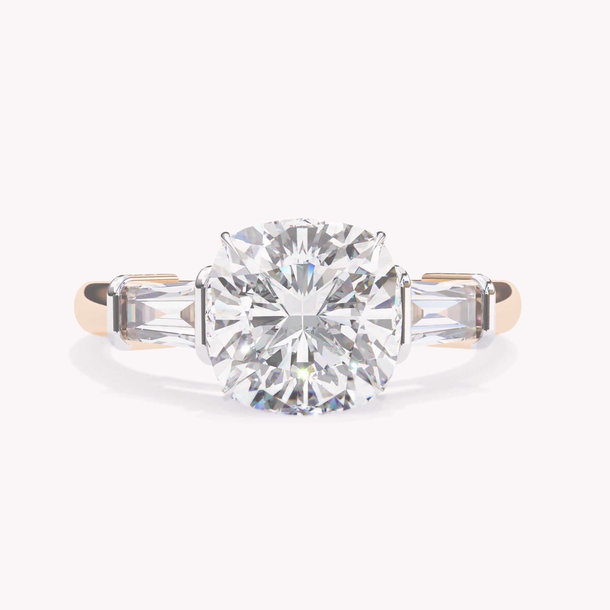 Eabha Three Stone Cushion Cut  Lab Grown Diamond Engagement Ring