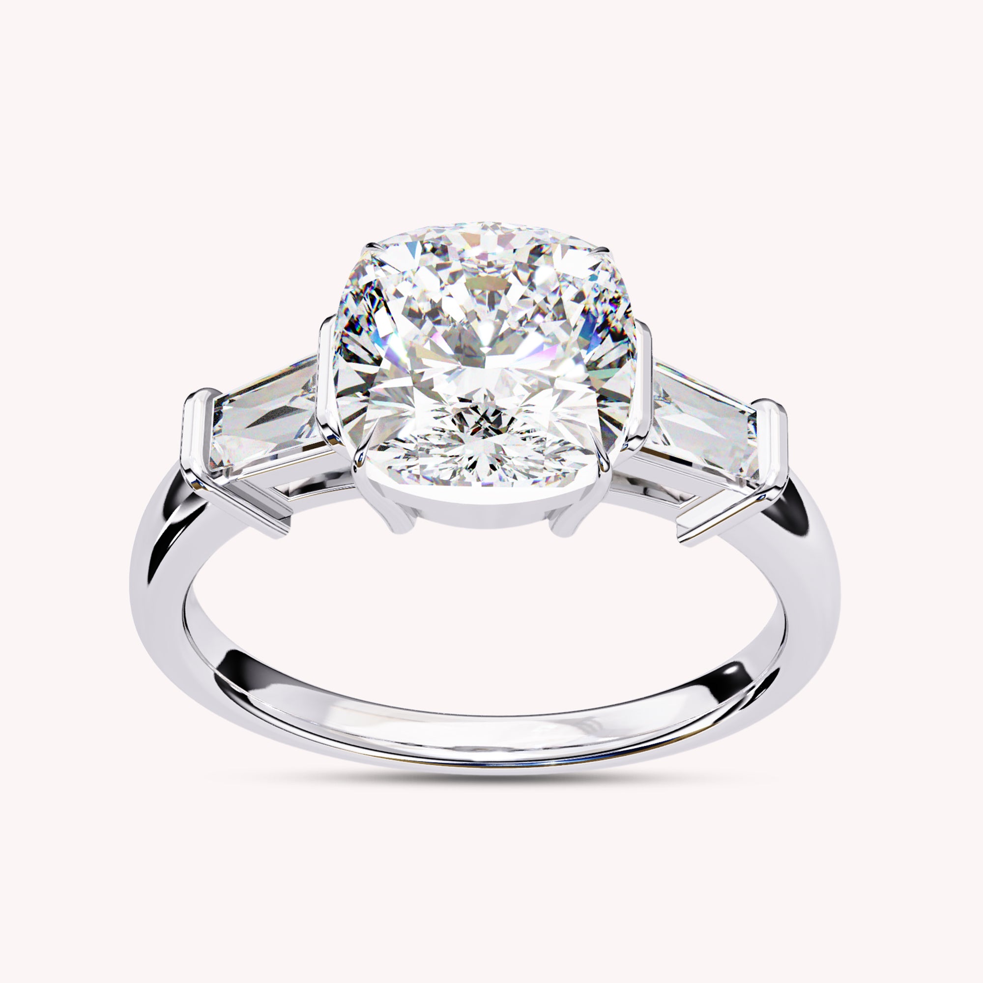 Eabha Three Stone Cushion Cut  Lab Grown Diamond Engagement Ring