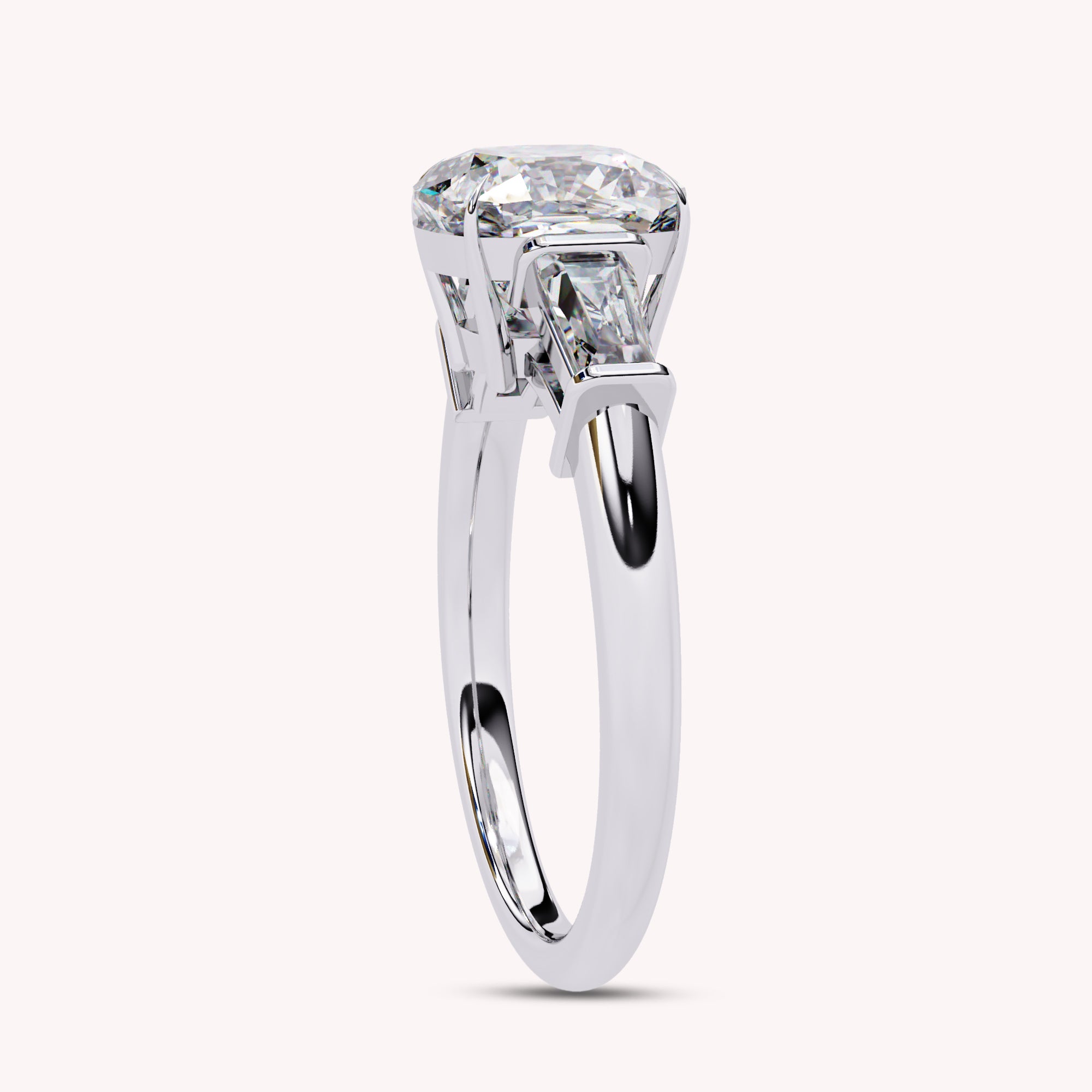 Eabha Three Stone Cushion Cut  Lab Grown Diamond Engagement Ring