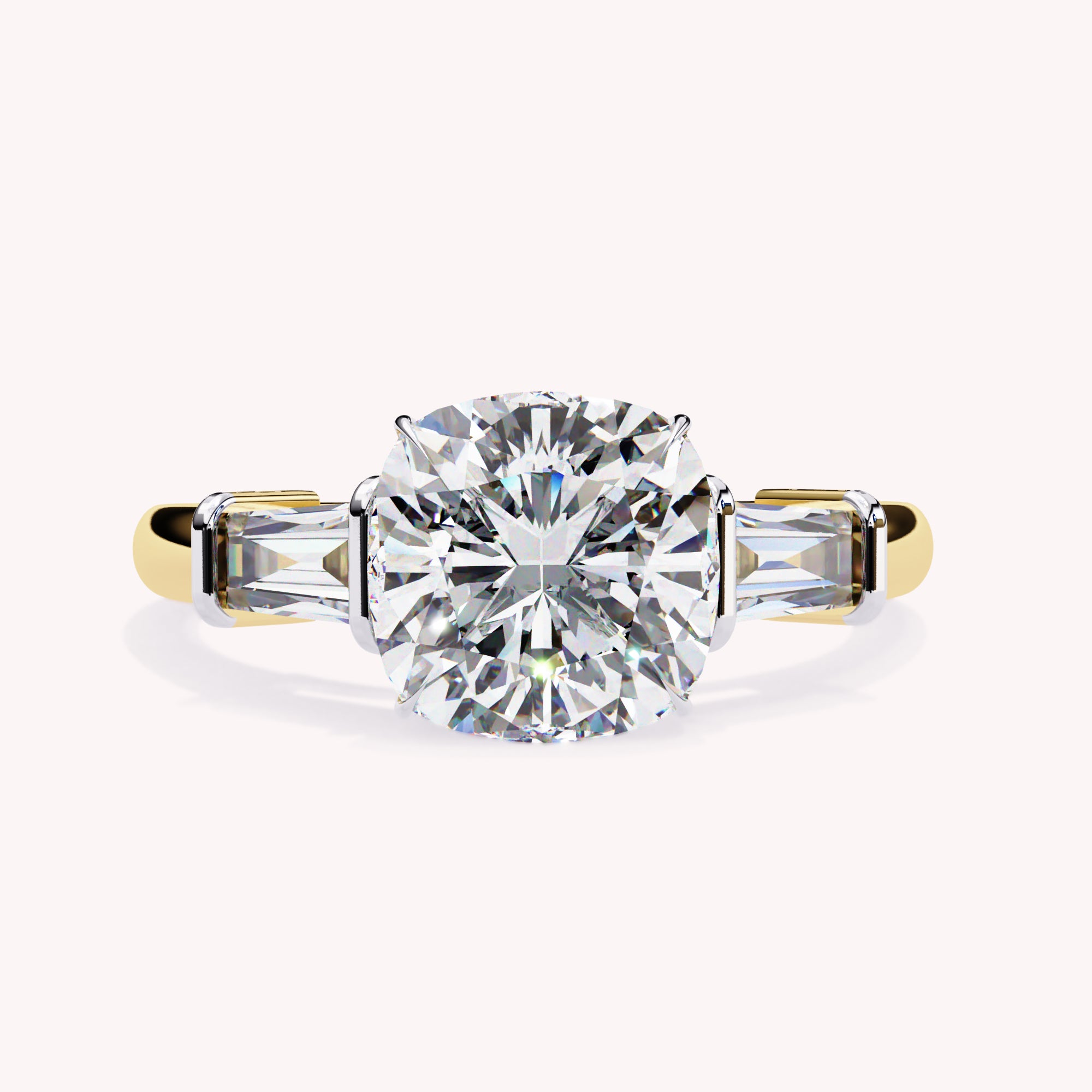 Eabha Three Stone Cushion Cut  Lab Grown Diamond Engagement Ring