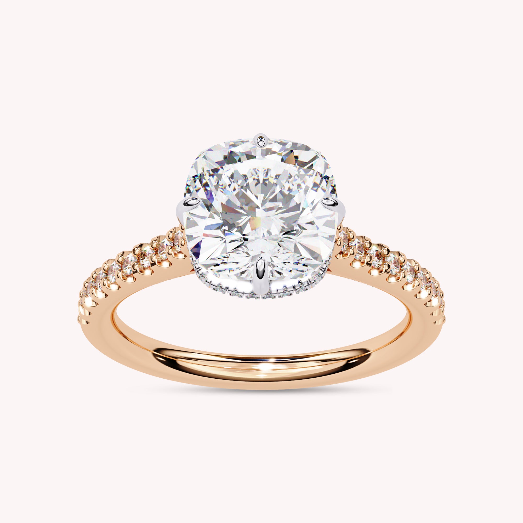 Buttercup Studded Hidden Halo Lab Grown Diamond Engagement Ring