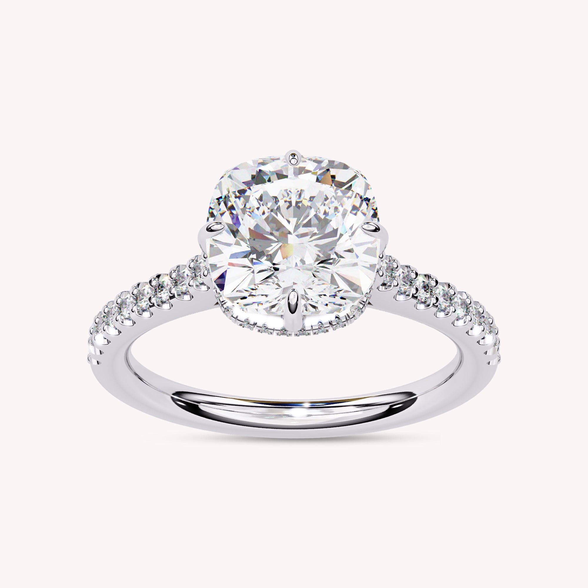 Buttercup Studded Hidden Halo Lab Grown Diamond Engagement Ring