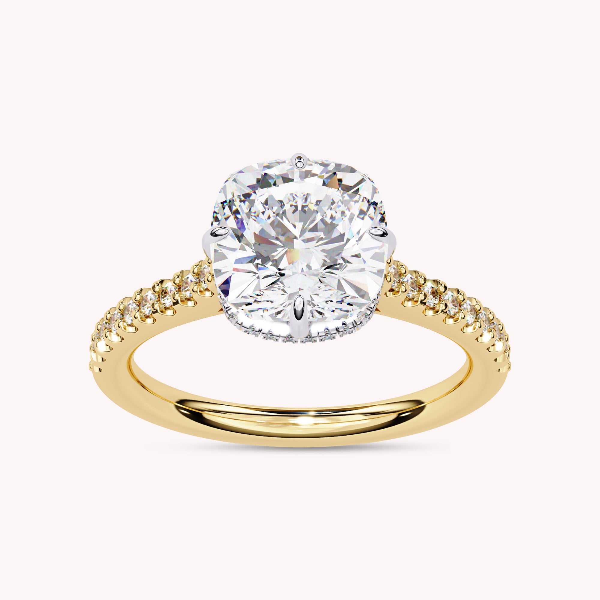 Buttercup Studded Hidden Halo Lab Grown Diamond Engagement Ring