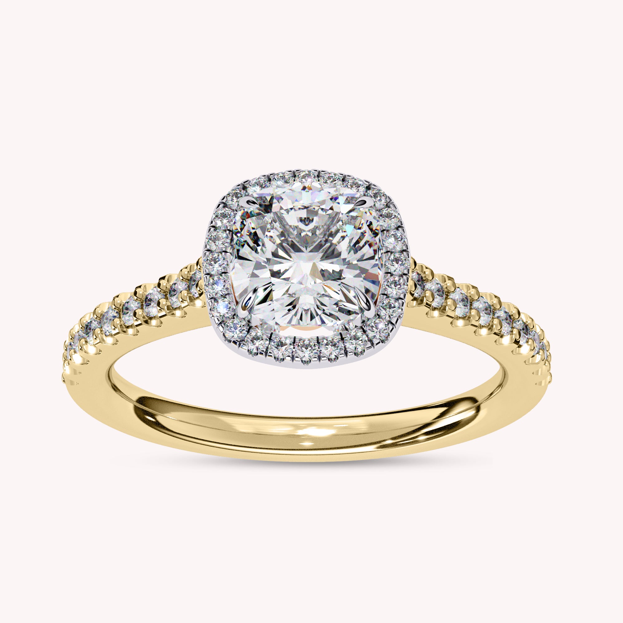 India Classic Halo Lab Grown Diamond Engagement Ring