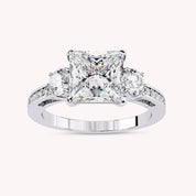 Elaine Three Stone Princess Cut Lab Grown Diamond Engagement Ring