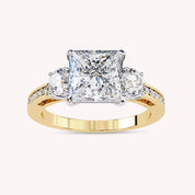 Elaine Three Stone Princess Cut Lab Grown Diamond Engagement Ring