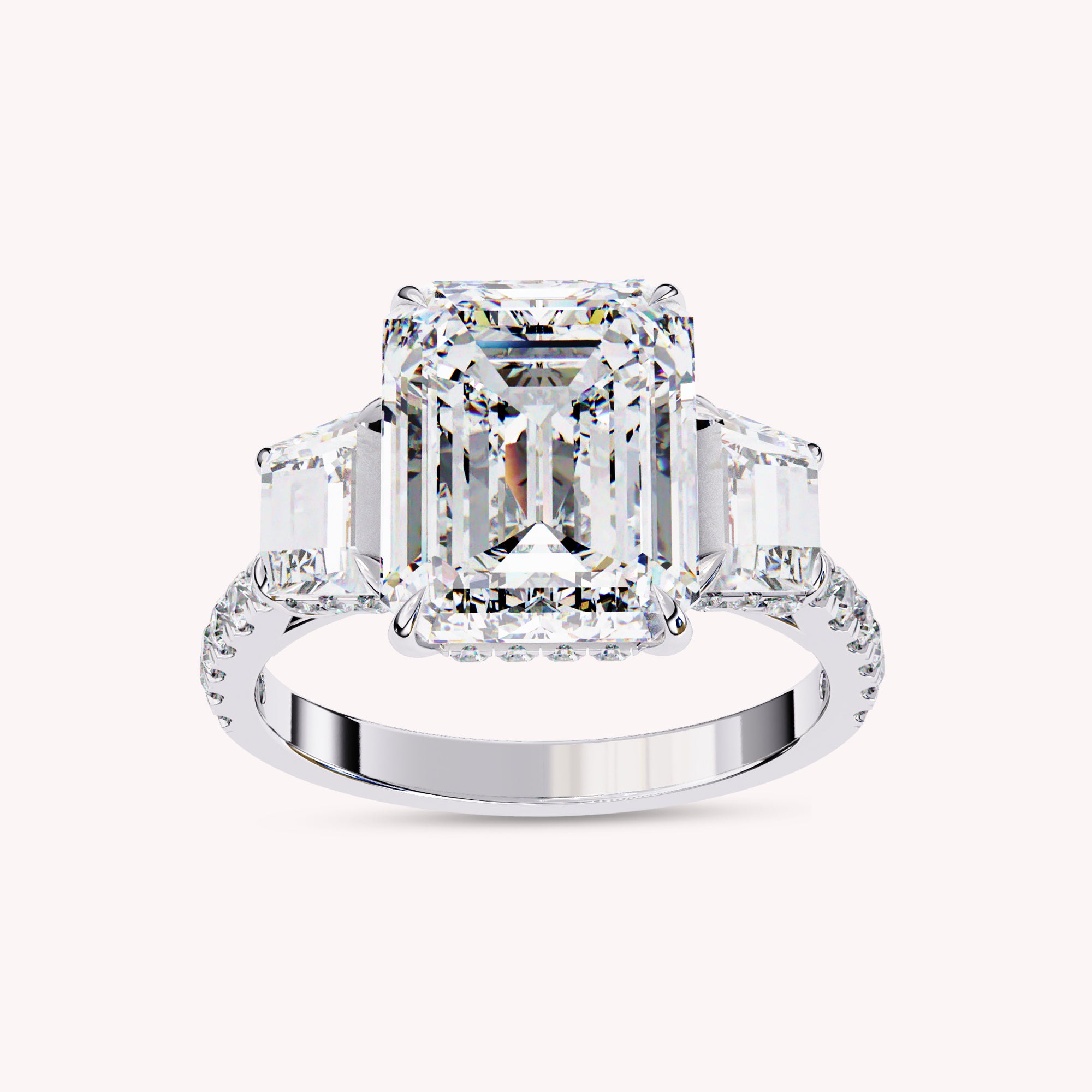 Leda 3 Stone Hidden Halo Lab Grown Diamond Engagement Ring