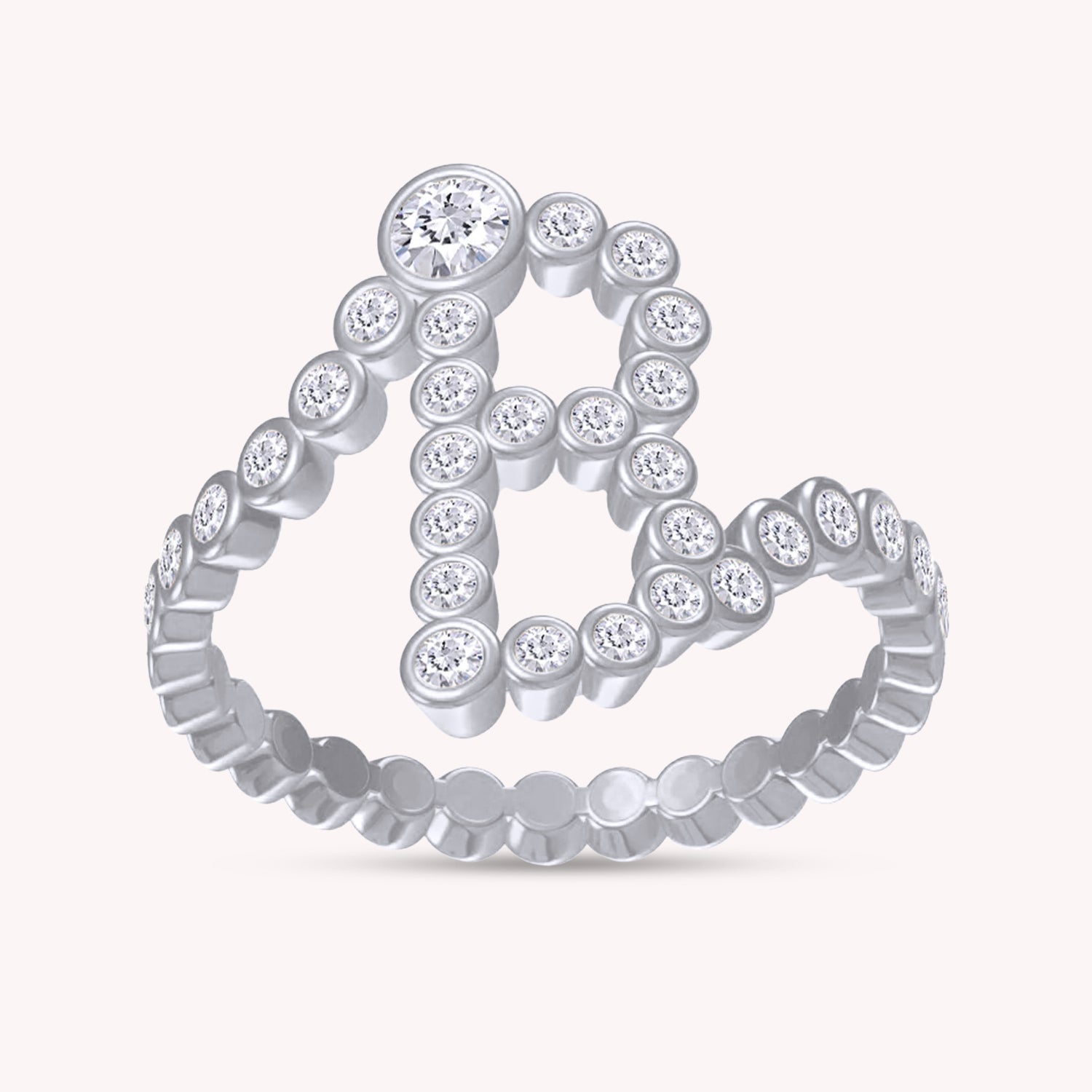 Bubble Round Lab Grown Diamond Initial Letter Ring