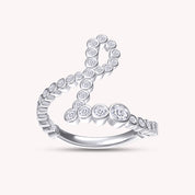 Bubble Round Lab Grown Diamond Initial Letter Ring