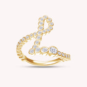 Bubble Round shape Lab Created Moissanite Initial Letter Ring