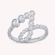 Bubble Round shape Lab Created Moissanite Initial Letter Ring