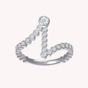 Bubble Round shape White Cubic Zirconia Initial Letter Ring