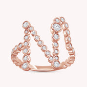 Bubble Round shape White Cubic Zirconia Initial Letter Ring