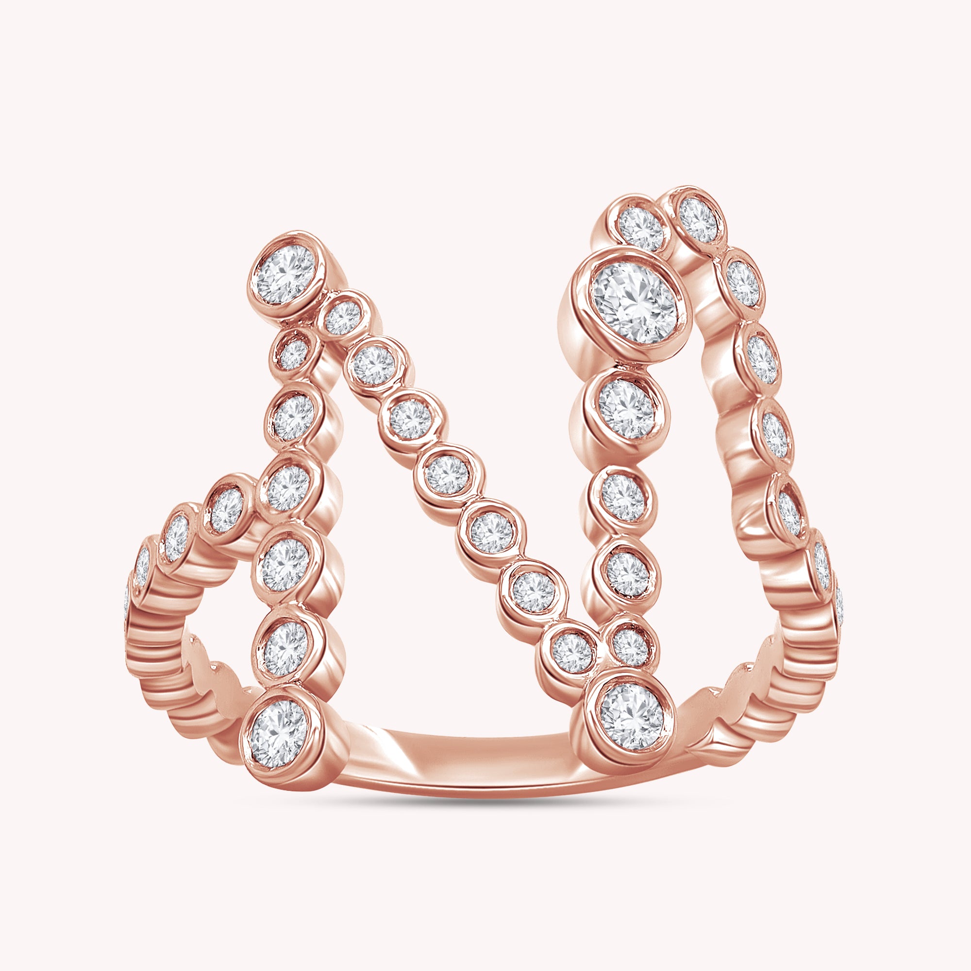 Bubble Round shape White Cubic Zirconia Initial Letter Ring