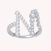 Bubble Round shape White Cubic Zirconia Initial Letter Ring