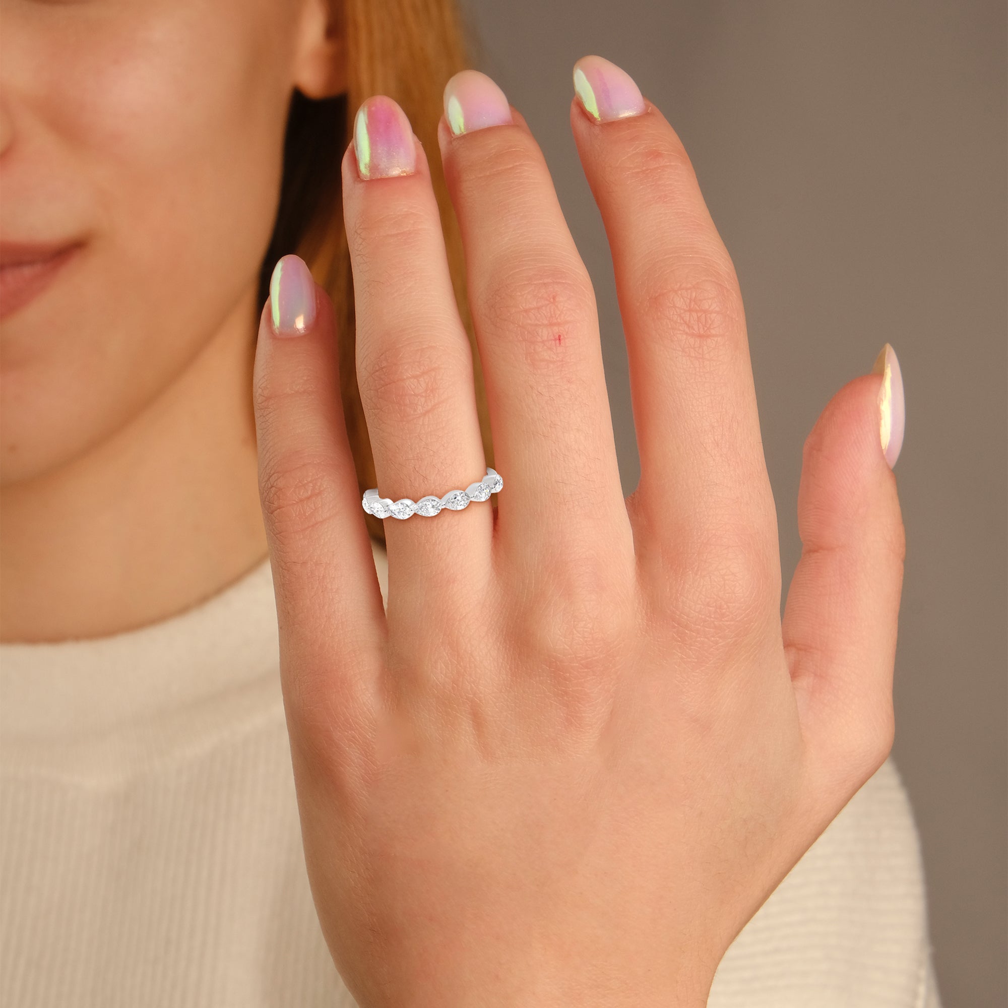 IGI Certified Lab Grown Diamond Half Eternity Pear Ring