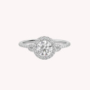 IGI Certified Halo Solitaire Engagement Ring